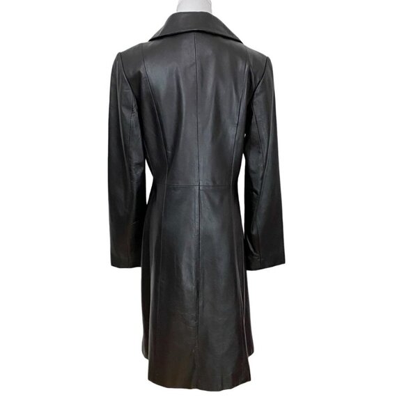 BOD & CHRISTENSEN DARK BROWN LEATHER SINGLE BREASTED MID-LENGTH JACKET COAT - 12 - Picture 4 of 11